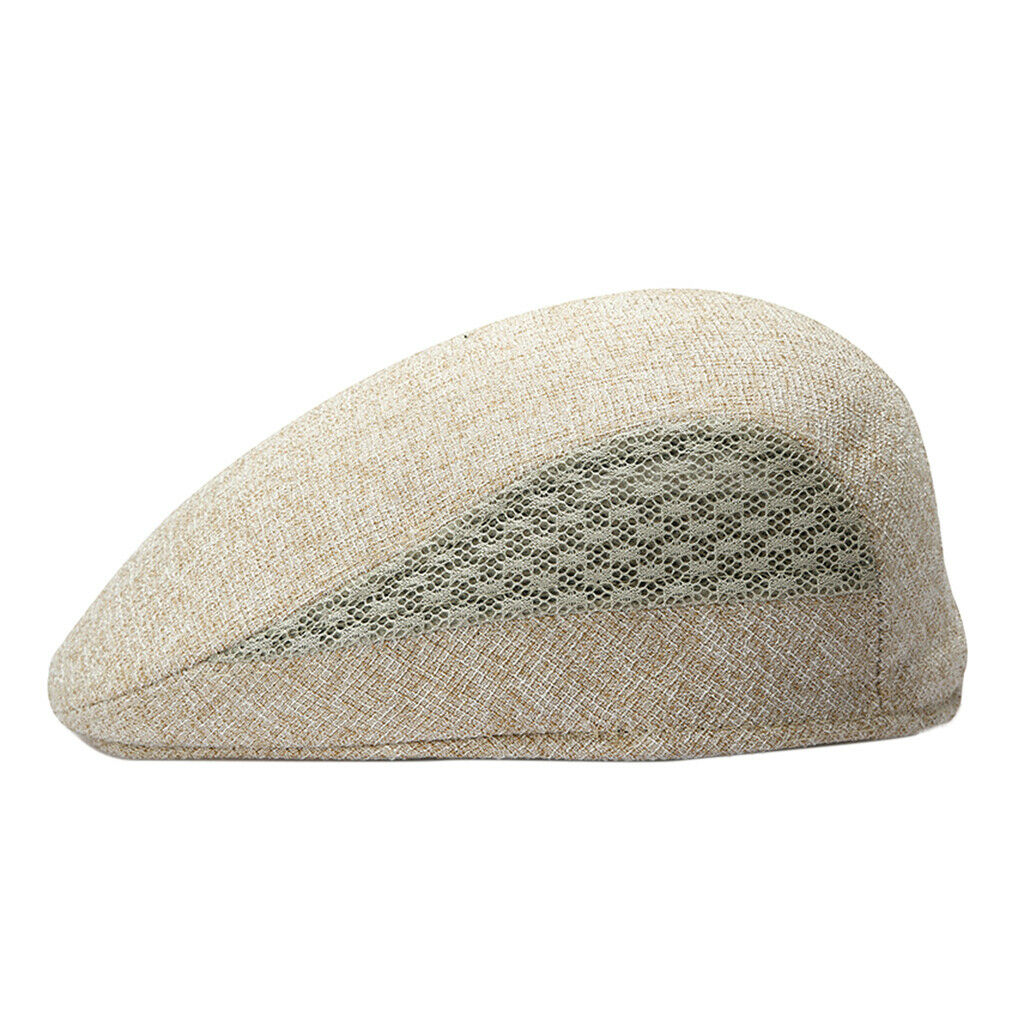 Men Cotton Linen Duckbill Hat Ivy Newsboy Flat Driving Hunting   Khaki