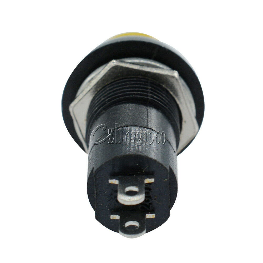 5PCS 12mm 3A 250V Yellow Push Button Switch PBS-11B No Self-Lock ON/OFF Lock