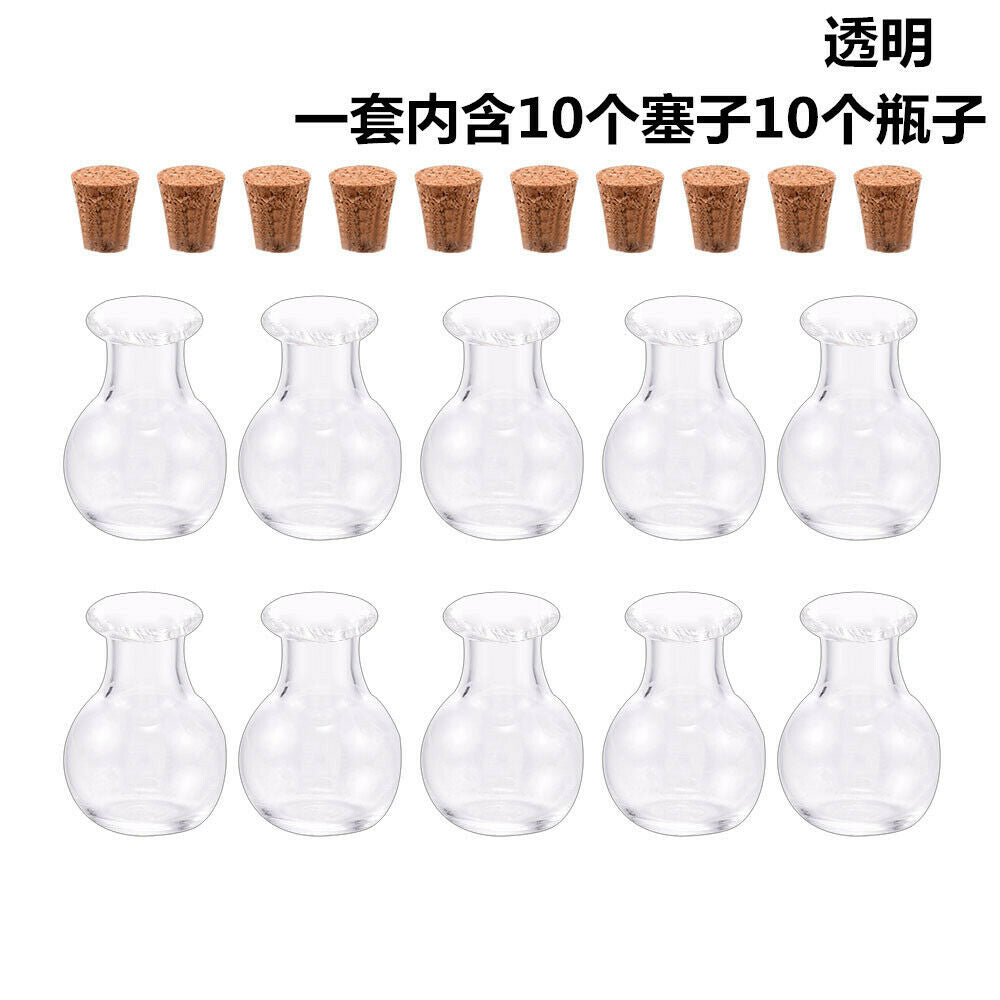 10PC Transparent Message Vials Small Glass Empty Jars W/ Cork Wishing Bottles US