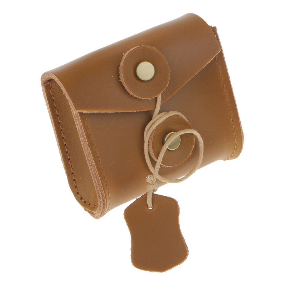 Leather Earphone Case Headphones Storage Bag Charger Data Cable  Light Brown