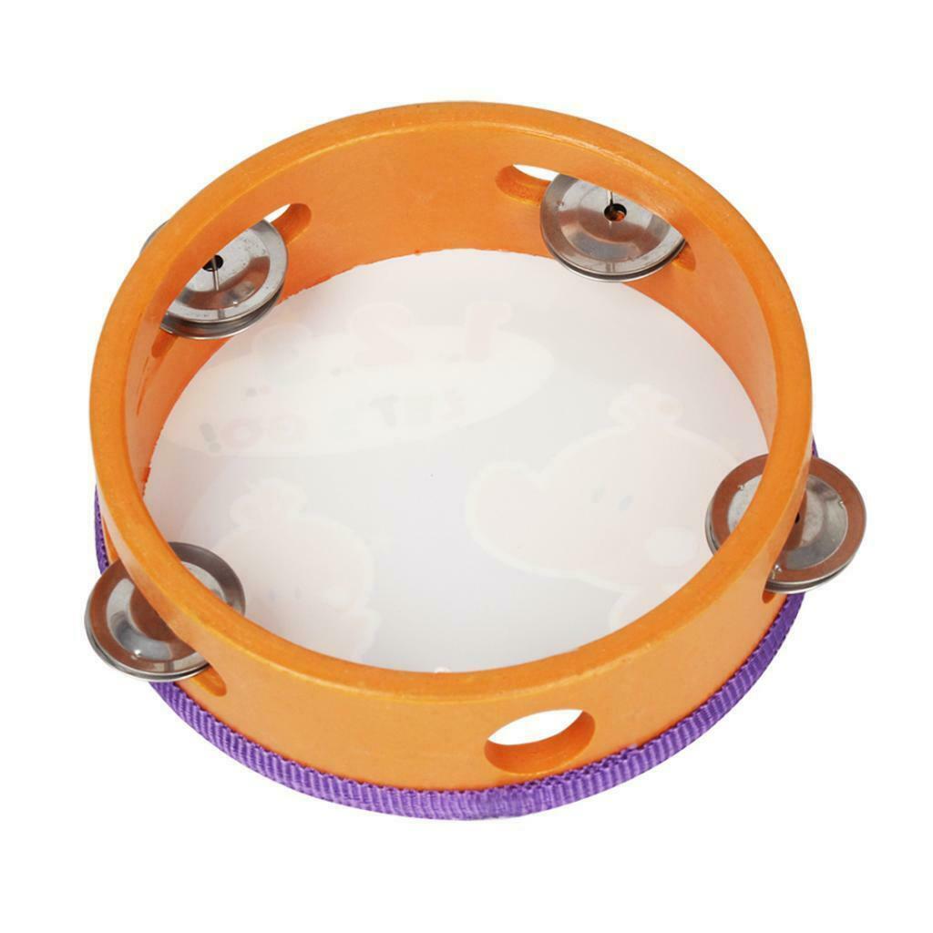 Portable Round Cartoon Tambourine Hand Drum Children Rhythm Rattle Toys 14.8 x