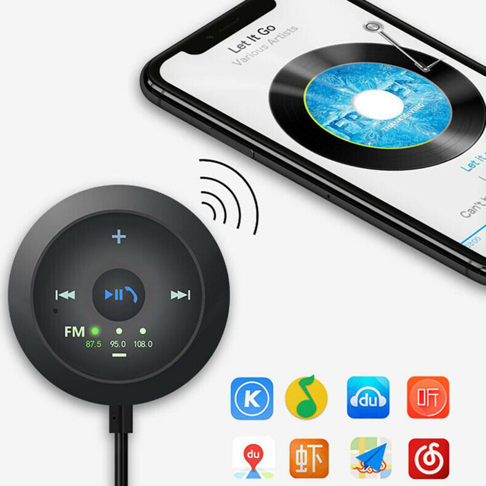 AUX-in Bluetooth Wireless Receiver Adapter FM Transmitter for Car Stereo Audio