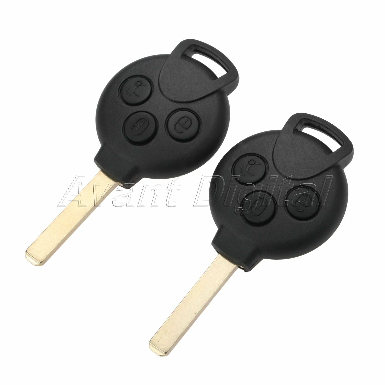 2Pc Car Remote Key Fob 3BTN ID46 Chip For 2007–13 Mercedes-Benz Smart Fortwo 451