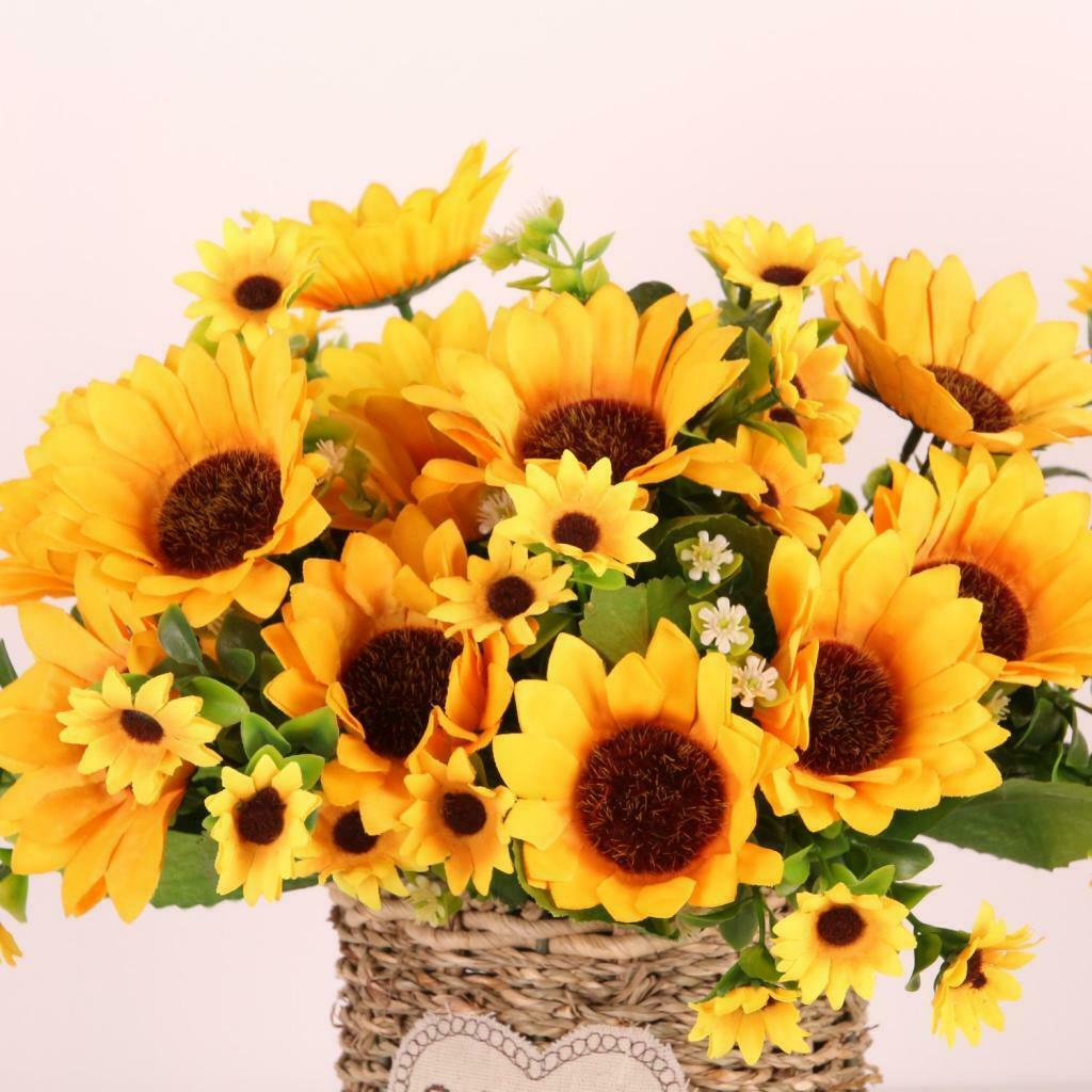 Synthetic 2 Sunflower Bouquets For Floral Decoration Garden Home Flowers Home
