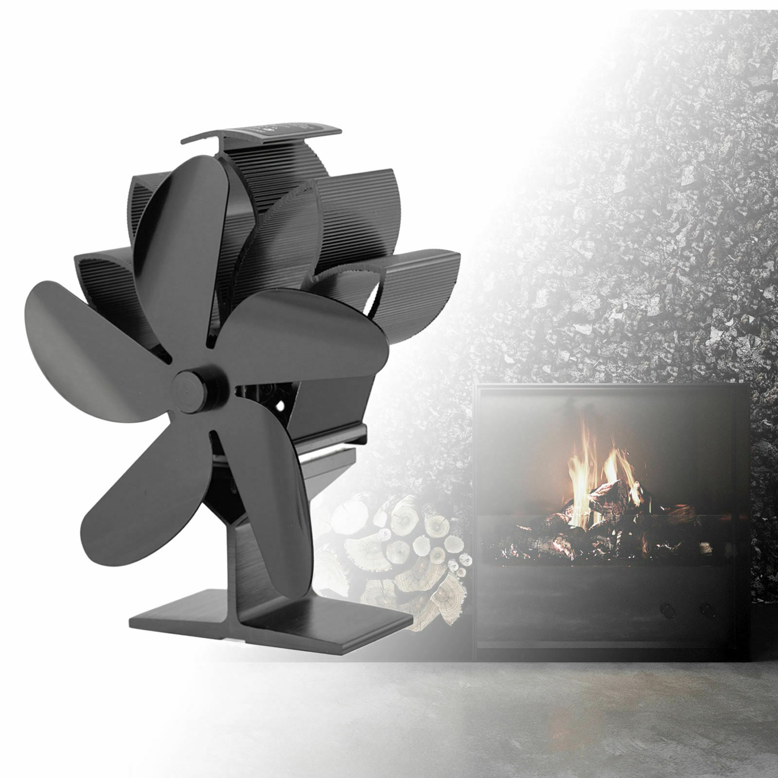 Heat Powered 5 Blade Stove Fan Eco Friendly Fireplace Heated Air Circulation