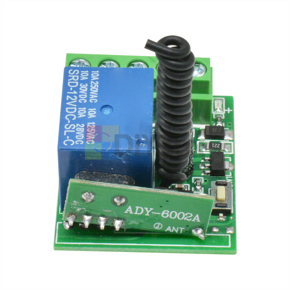 2PCS DC12V 10A 1-Channel Wireless Relay RF Remote Control Switch Receiver 433MHz