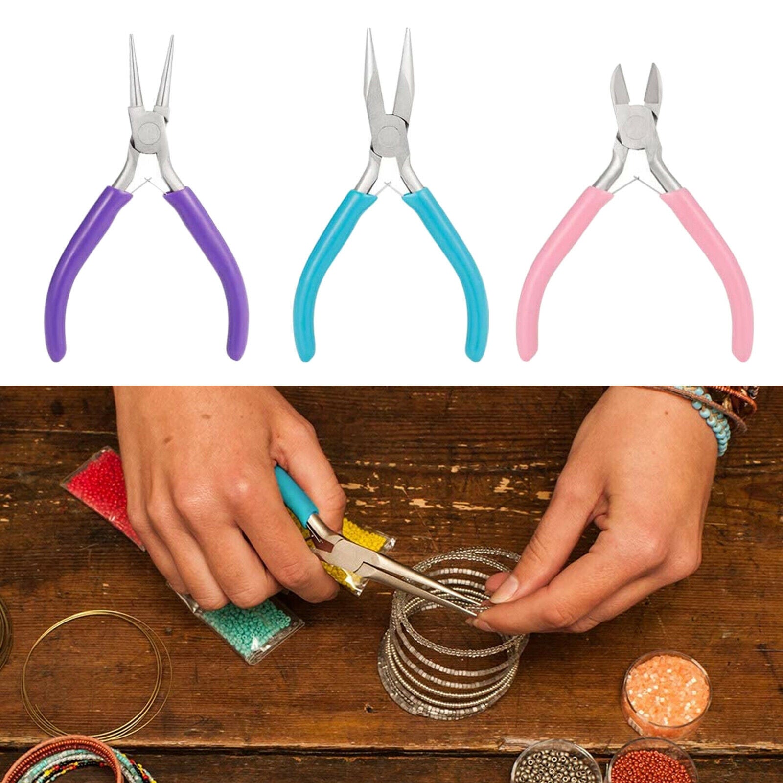 3pcs  Jewelry Beads Making Tools Pliers Bead Line Kits De
