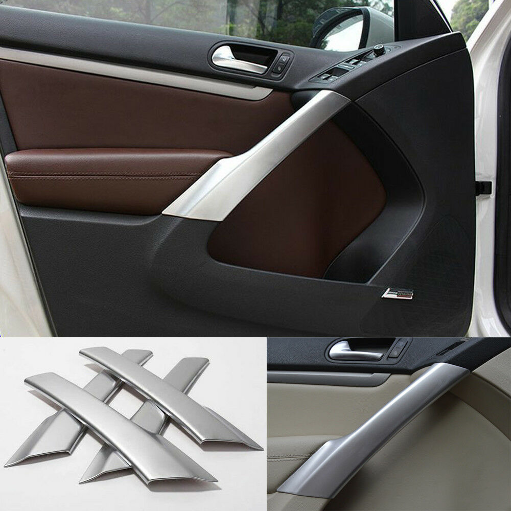 Chrome Interior Door Armrest Cover Trim Molding 4pcs ABS For VW Tiguan 2010-2015