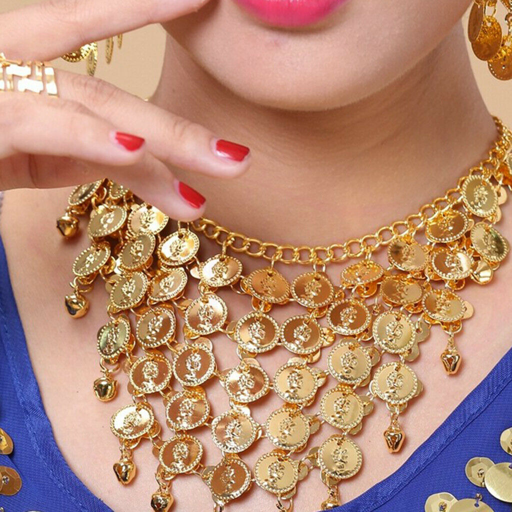 Belly Dance Jewelry Set Necklace Earrings Bracelets Female Gypsy Performance