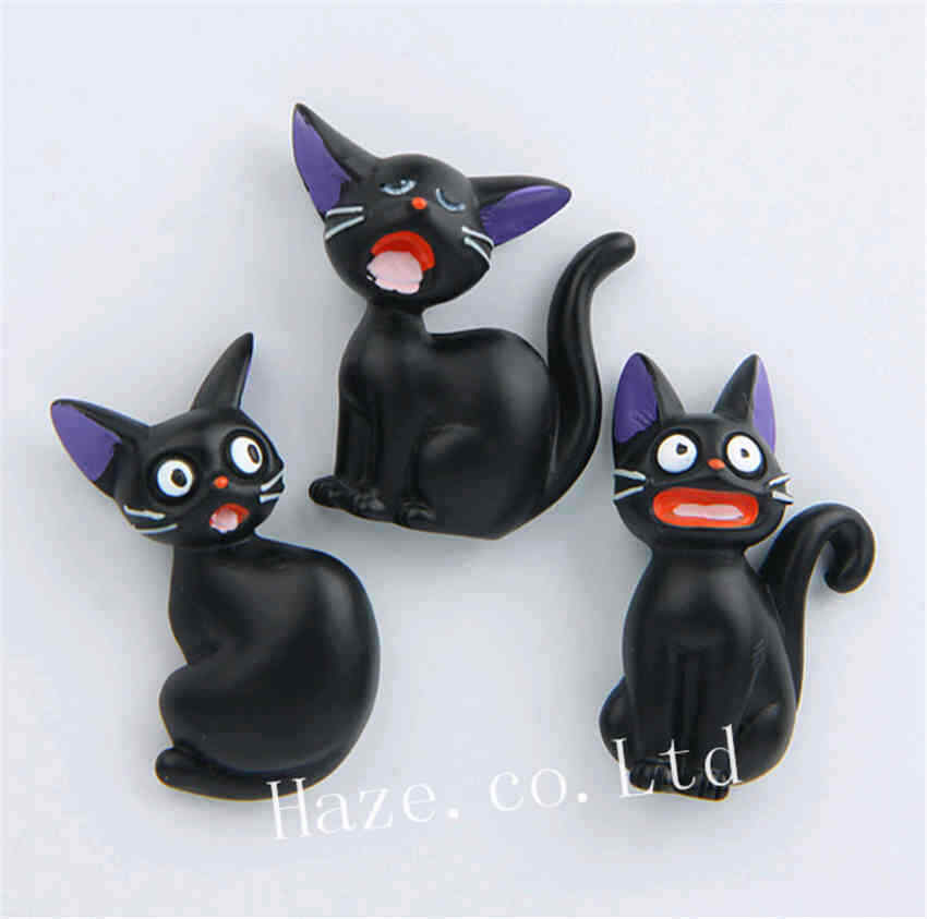 3pcs/Set Jiji Black Cat Removable Fridge Magnet Refrigerator Stickers New