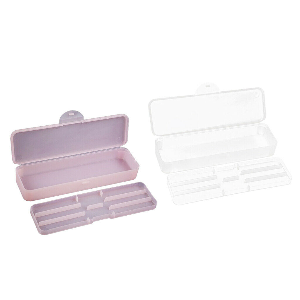 2 lot Double Layer Storage Box Nail Art Pen Files Container White+Pink