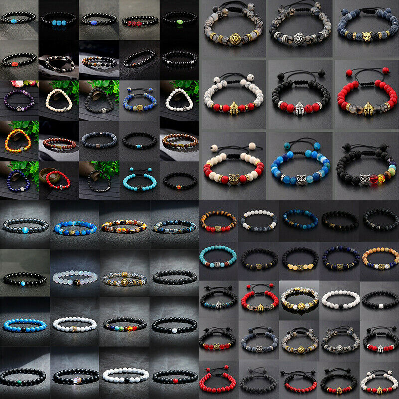 Wholesale Lots 15 Pcs Mixed Bracelets Natural Stone Stretch Women Men Bracelets