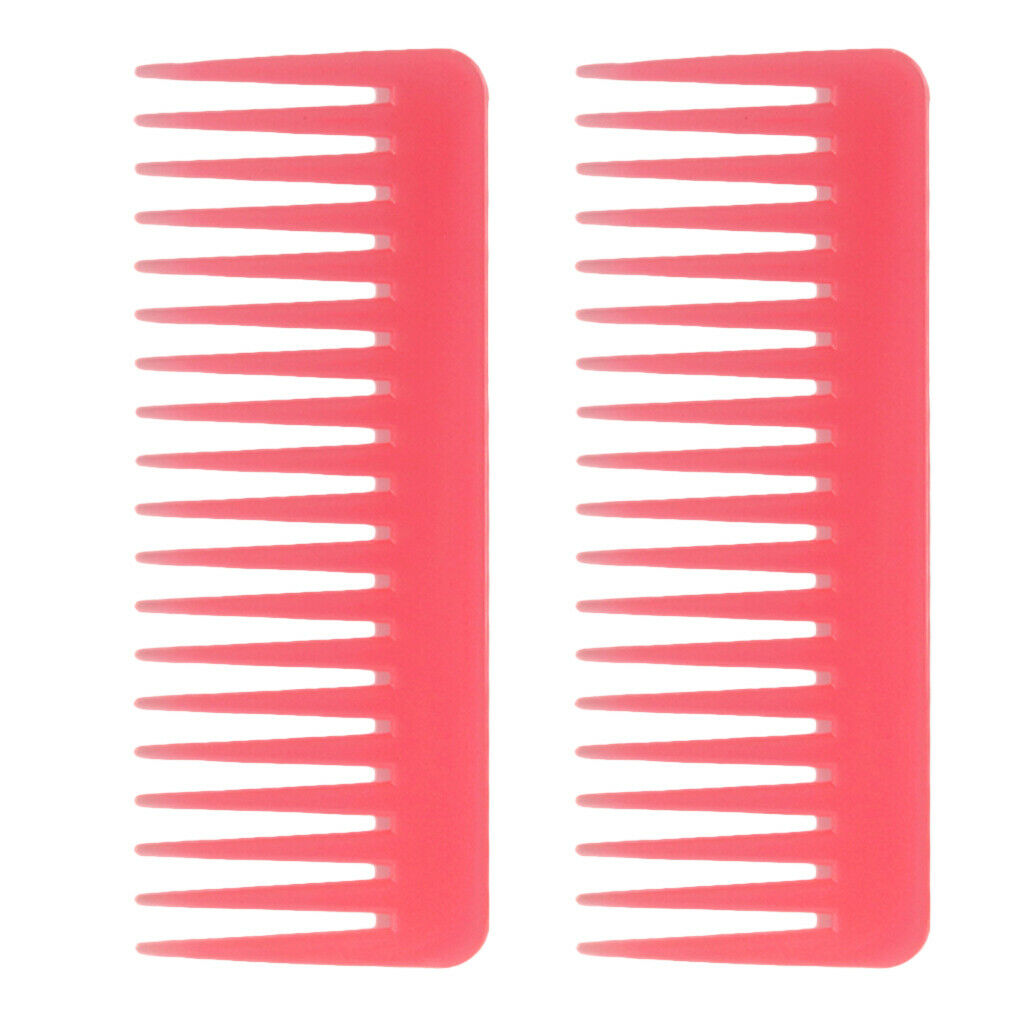 2pcs Wide Tooth Detangler Salon Shampoo Brush Comb for Curly Thick Hair Pink