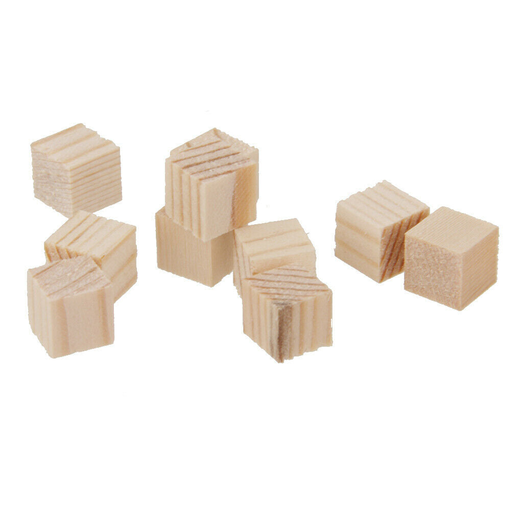 50x Natural Wooden Blocks Mini Cubes Embellishment Woodwork Craft Scrapbook