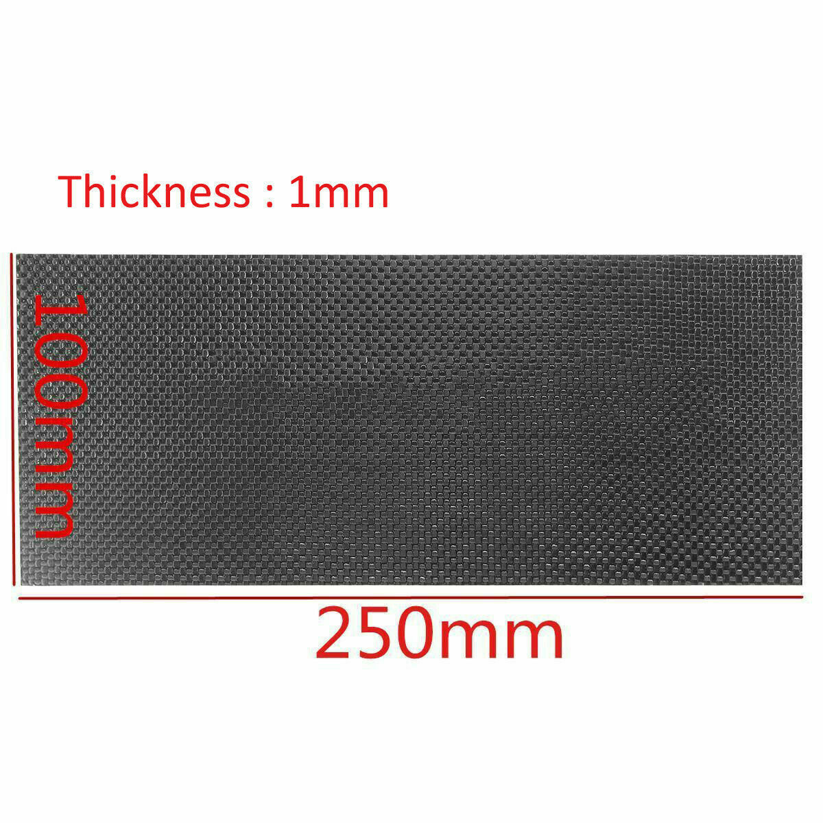 Carbon Fiber Plate Panel Sheet 100% 3K Weave Glossy Plain 100x250x1mm Black L