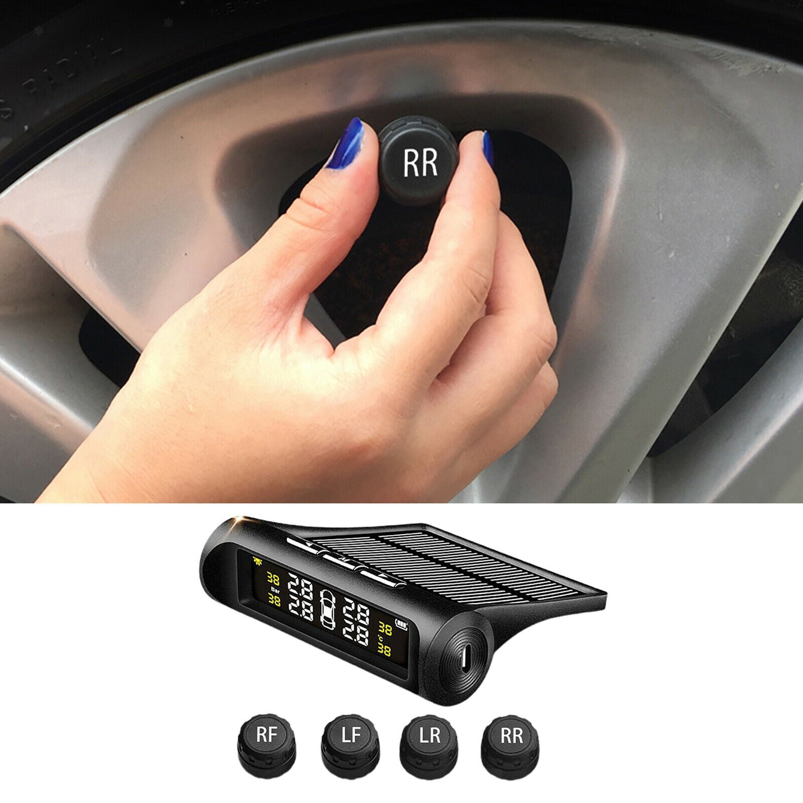 Solar TPMS LCD Car Tire Tyre Pressure Monitoring System for RV Trailer