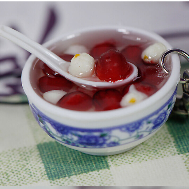 New Food Simulation Key Chains Chinese Blue and white porcelain Food Bowl A Lt