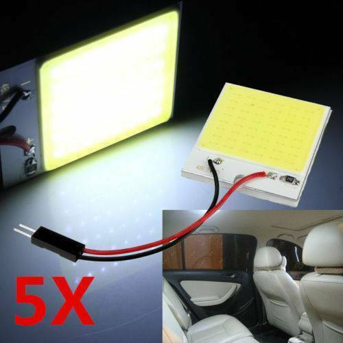 5X 48SMD COB White Panels LED T10 Car Interior Panel Light 12V Dome Lamp Bulb 4W