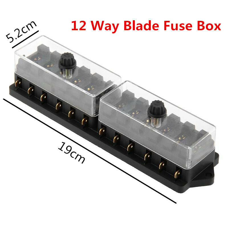 Universal Car Truck Van 12 Way Circuit 12V Standard Blade Block Fuse Box Holder