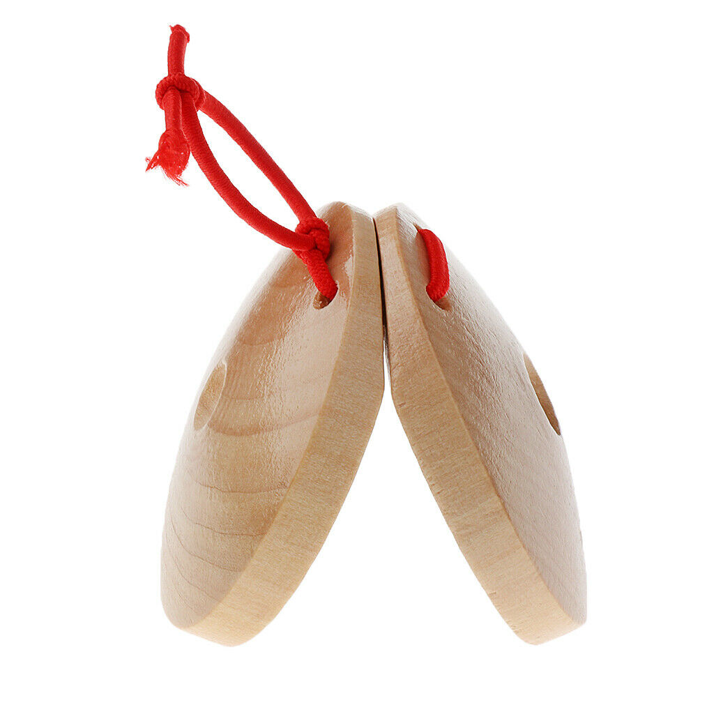 1 Pair Wooden Castanets Musical Percussion Instrument Kids Intelligence Toys