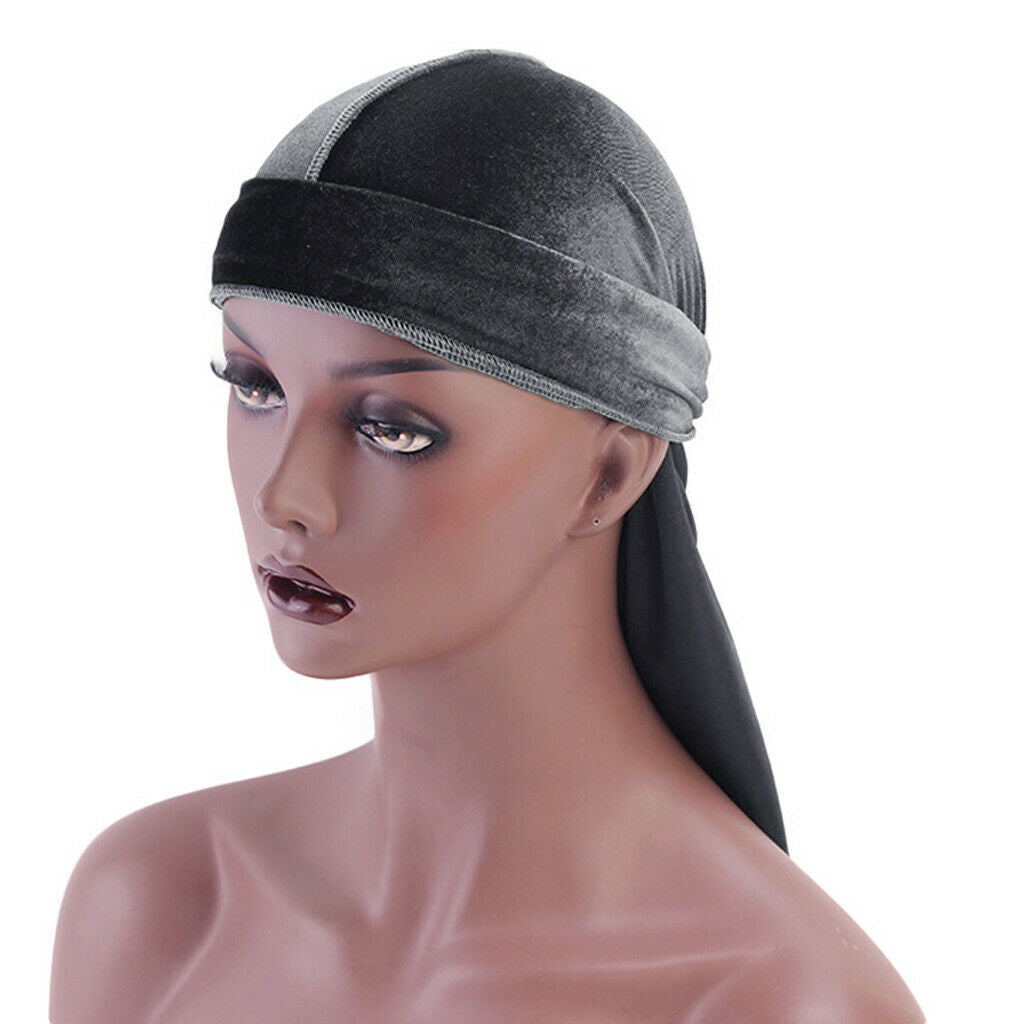 2 Pieces Women Mens Velvet Bandana Hat Durag Headwear Beanie Chemo Hat