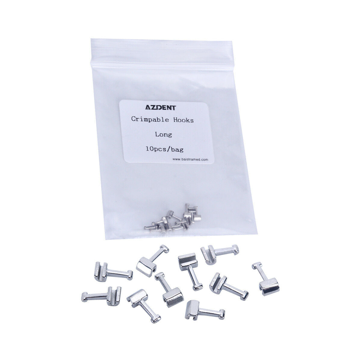 100 Packs AZDENT Dental Orthodontic Crimpable Hook Long Type 10pcs/Pack