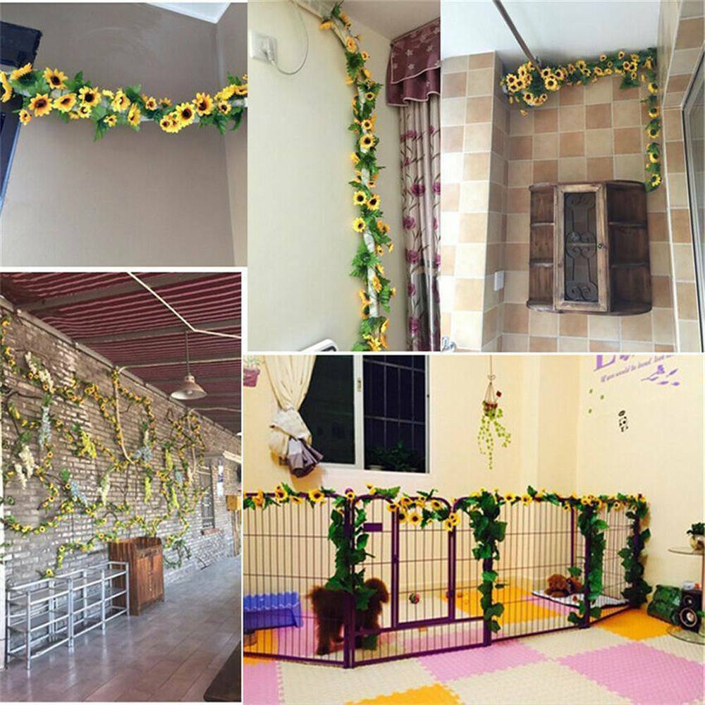 Artificial Yellow Sunflower Silk Garland Vine Wedding Party Home Garden Decor â¤
