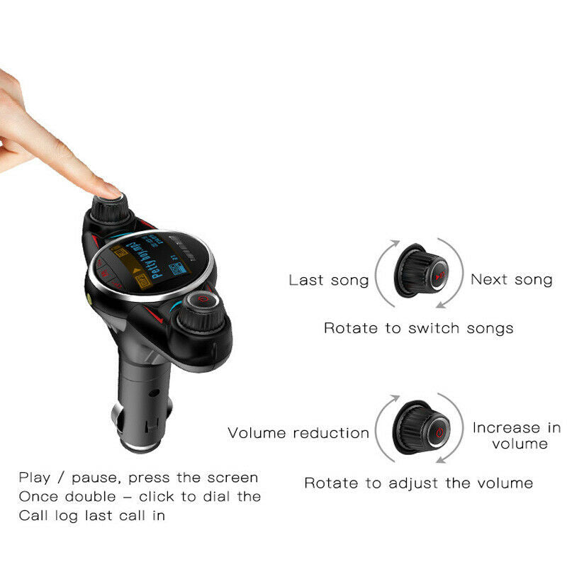 Bluetooth FM Transmitter for Car Radio Receiver / Audio Adapter USB Charger MP3