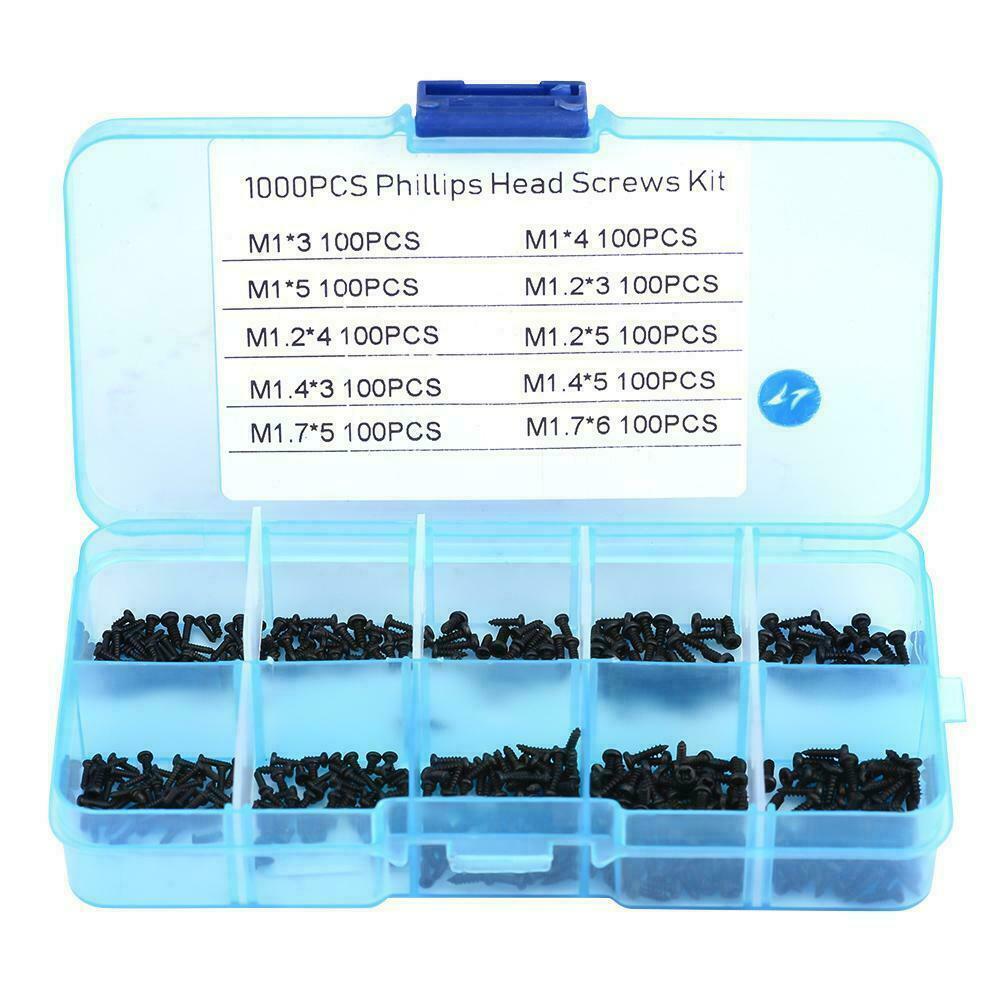 M1 M1.2 M1.4 M1.7 Black Phillips Cross Pan Head Small Self Tapping Screws 1000pc