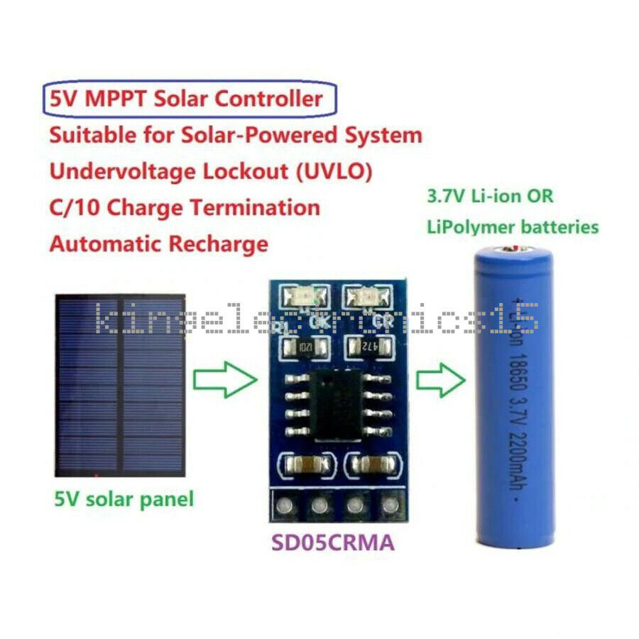 1 PCS 1A 5V MPPT Solar Controller for 3.7V 4.2V Li-ion and LiPolymer batteries