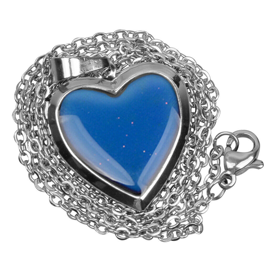 Heart Color Change Pendant Necklace Emotion Changeable Memorial Jewelry Gift
