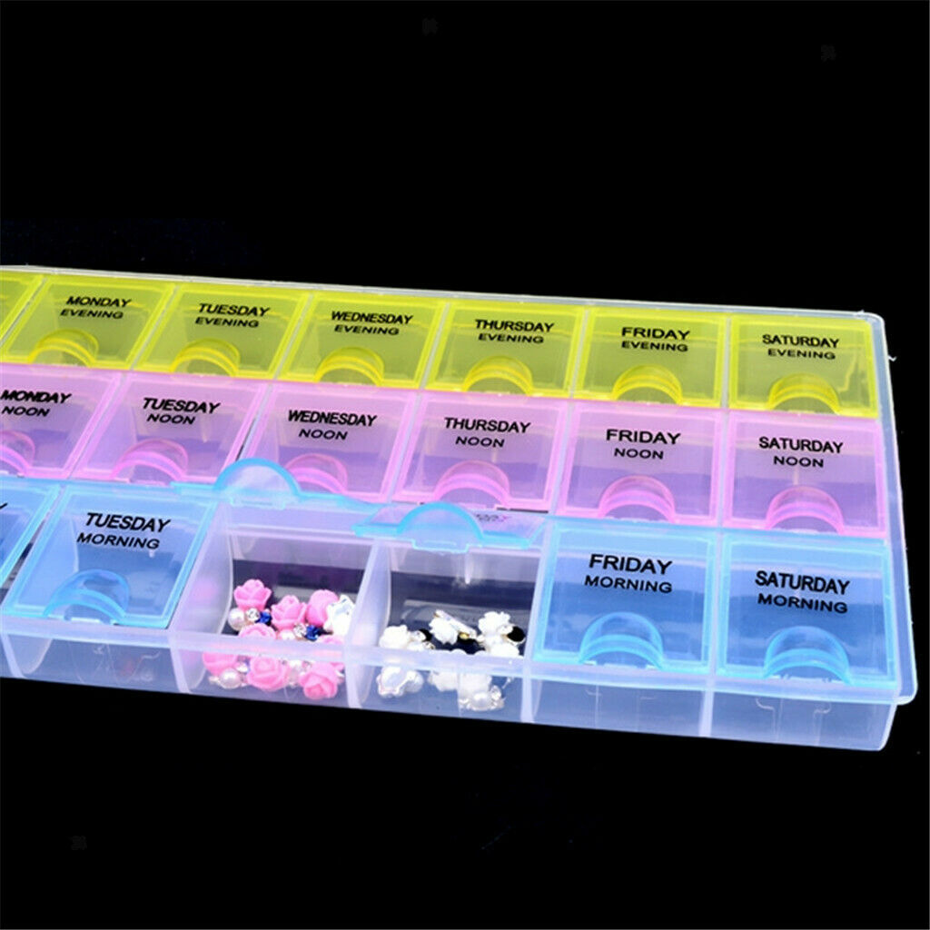 21Grid Durable False Nail Art Case Holder Container Nail Art Tip Storage Box