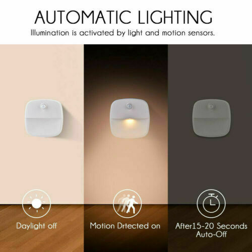 3PC LED PIR Infrared Motion Sensor Wireless Night Light Cabinet Stair Lamp