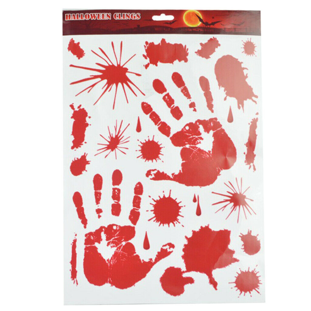 Bloody Footprints Handprint Stickers Halloween Decorations Bloody Hand
