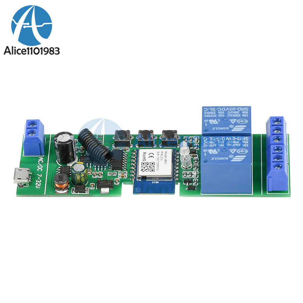 USB5V / DC7-32V 2 Channel WIFI Remote Control Relay Switch Module 433MHZ 3 Mode