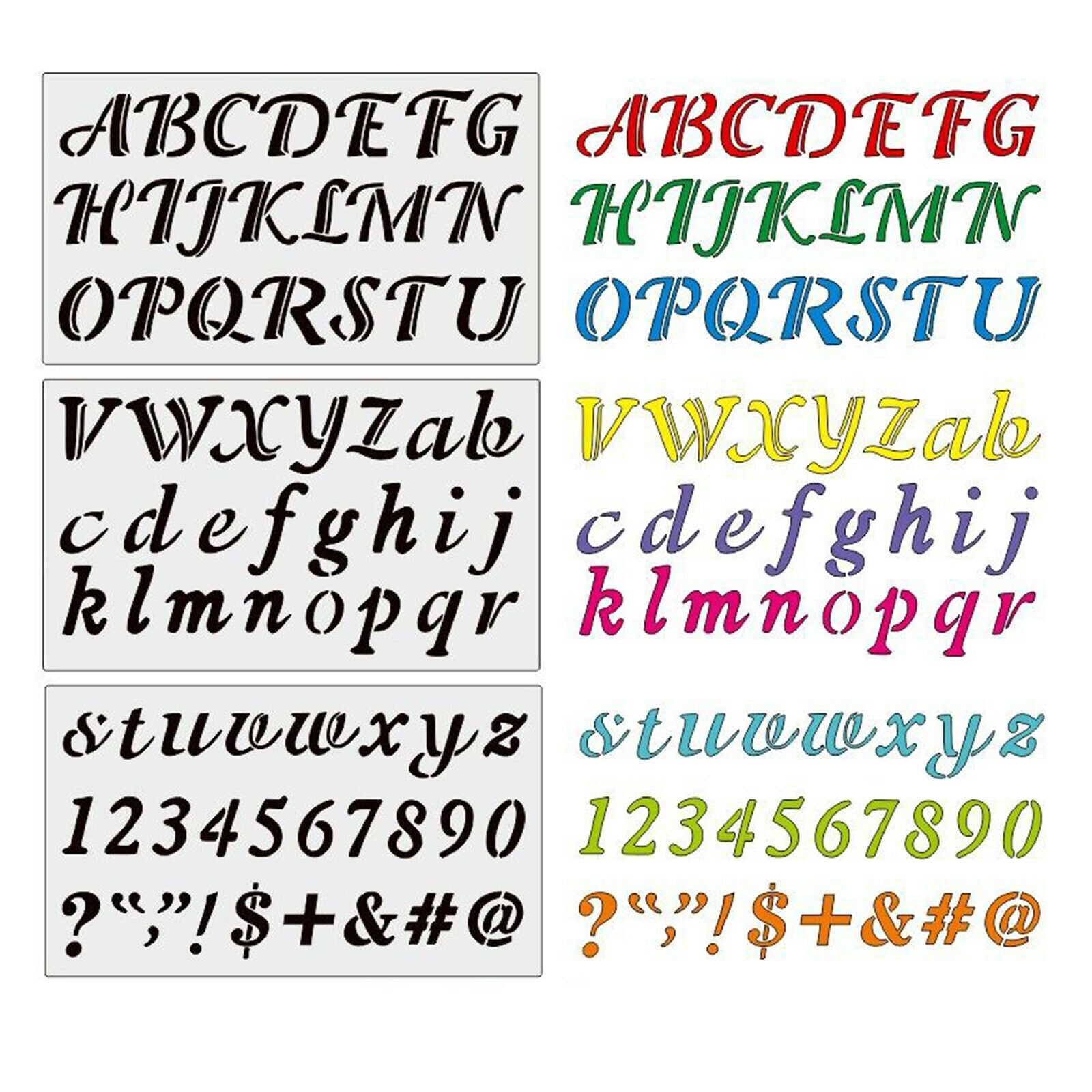 3Pcs Alphabet Letter Numbers Signs Stencils Template Scrapbook DIY Painting