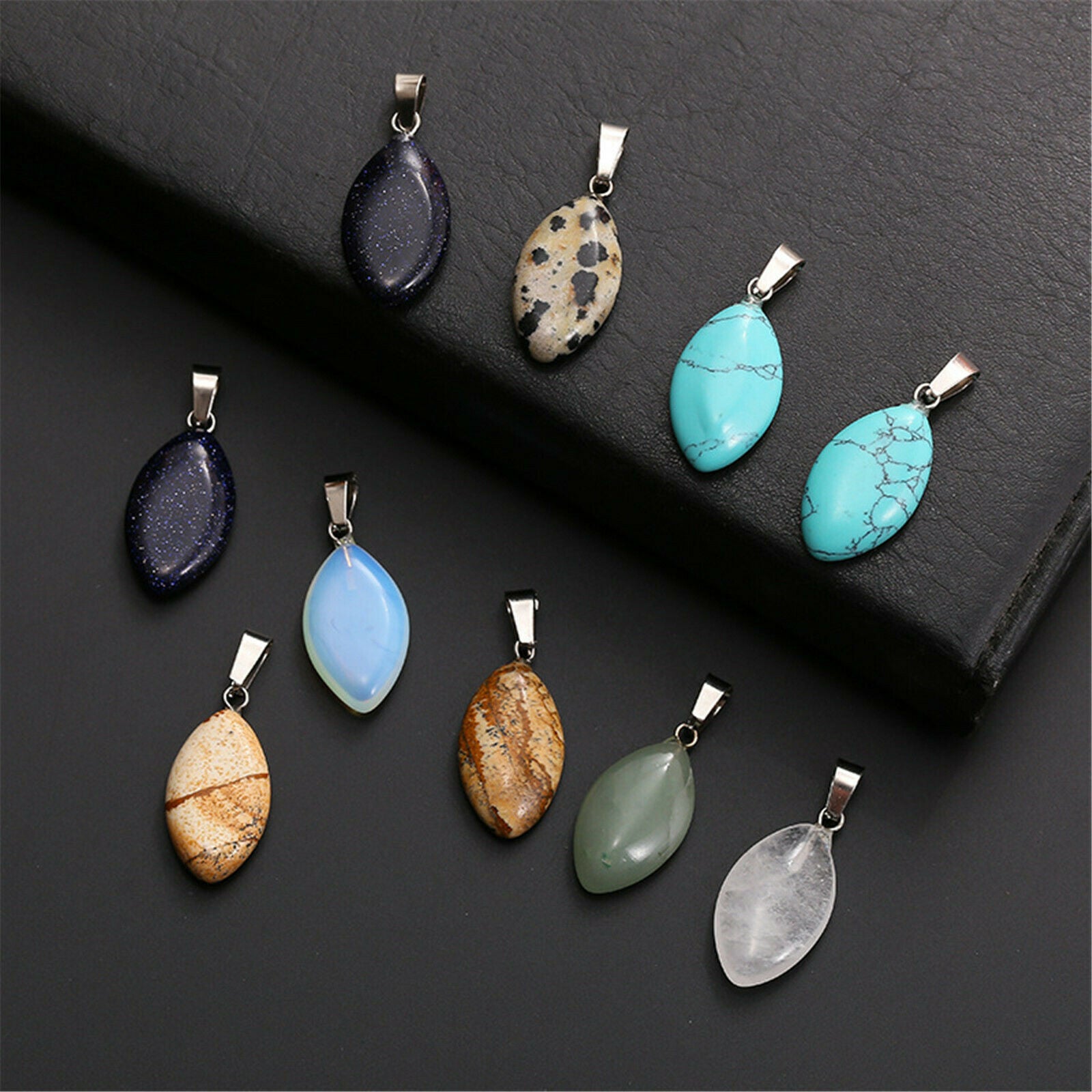 10pcs 35x14mm Manmade Turquoise Stone Hangging Pendant Charms Jewelry Crafts