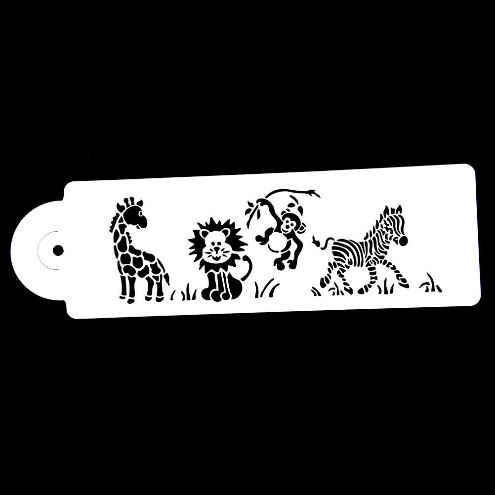 Giraffe Zebra Monkey Lion Cake Stencil Airbrush Painting Mold Cookie Mouss.l8