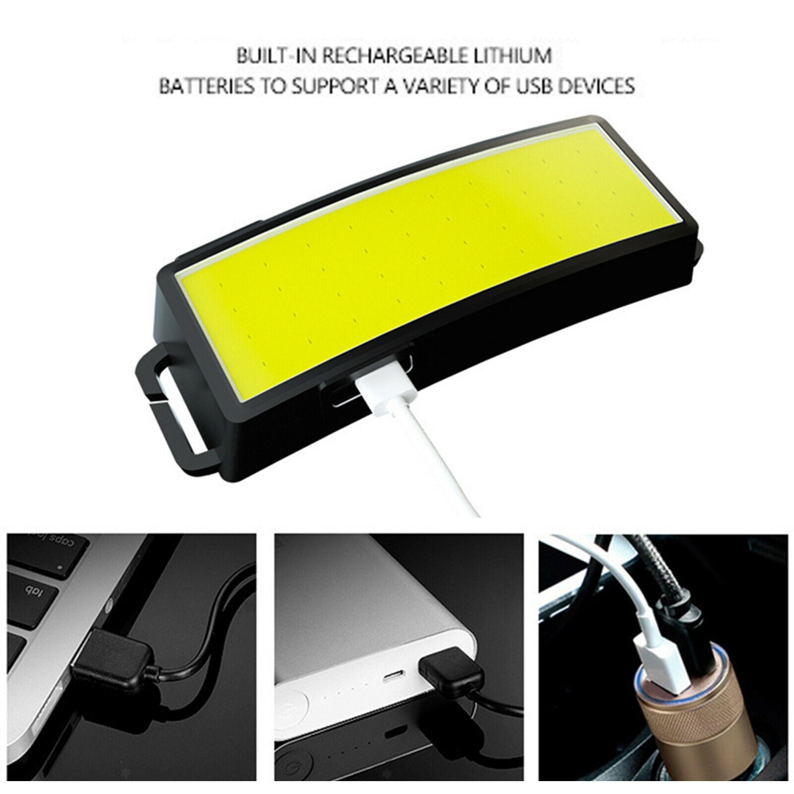 Super Bright LED Headlamp USB Rechargeable COB Headlight Head Torch Lamp