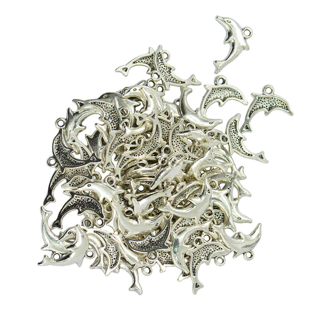 50 pieces nautical dolphin shape charms pendants for jewelry making