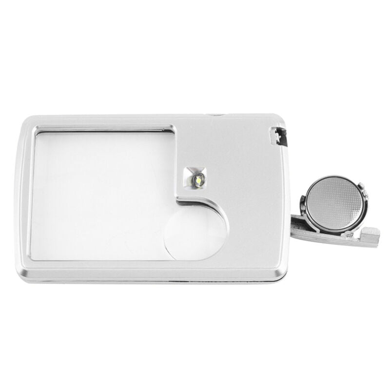3x 6x LED Light Jewelry Magnifier Loupe Credit Card Shaped Lens Magnifying BDAU