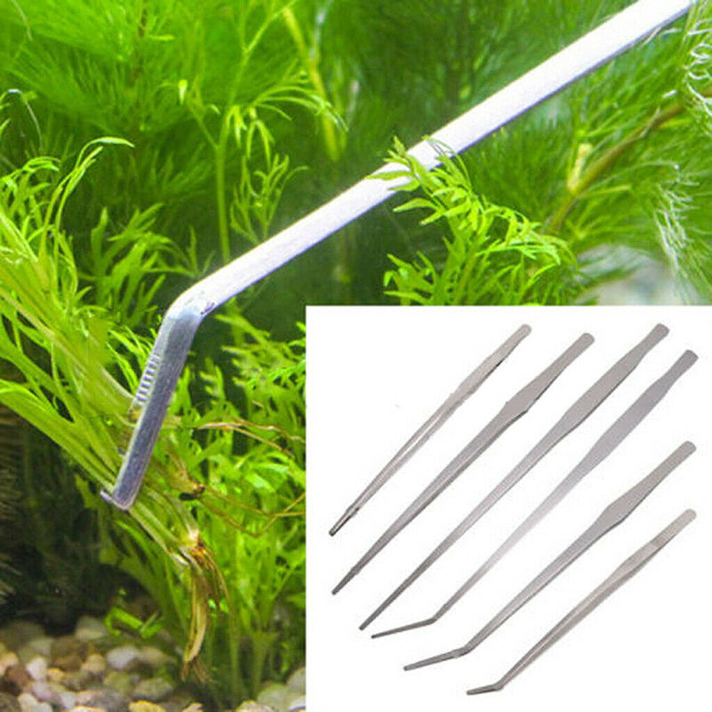 Aquarium Live Plant Tank Curved Long Tong Stainless Steel Tweezer 27cm
