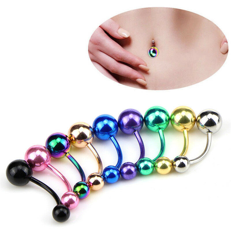 9PCS/Bag Ball Belly Button Bar Navel Ring Barbell Body Piercing Women Jewe.l8