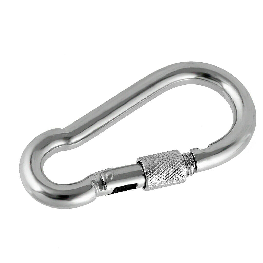 3x Stainless Steel Safety Climbing Snap Hook Carabiner Locking Clip Outdoor