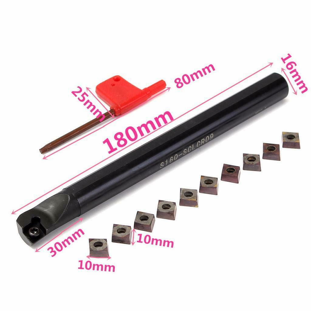 Metal S16Q-SCLCR09 CNC Turning Holder + 10Pcs CCMT09T3 Inserts W/ T15 Wrench
