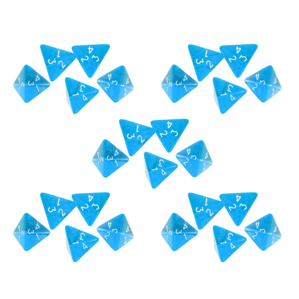 Pack Of 25 Acrylic 2cm Four Sided Triangle Dice D4 For DND MTG RPG Roleplay