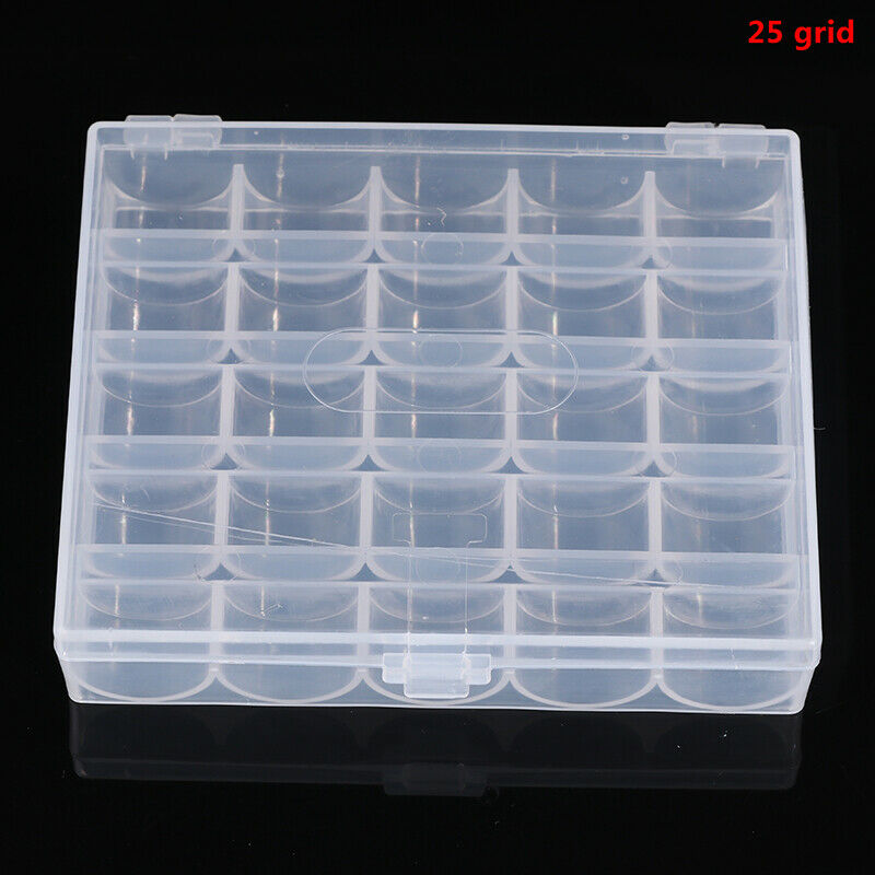 25 Spools Bobbins Sewing Machine Bobbin Case Organizer Storage Clear Box TooBDA