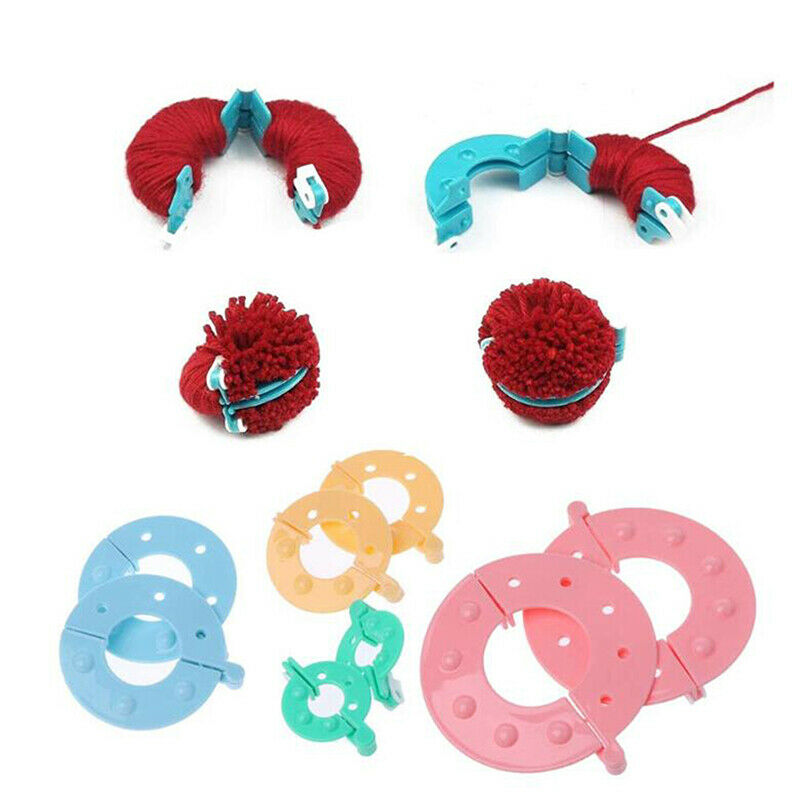 4Pcs Pompom Maker Kit Knitting Bobble 4 Sizes Plush Fuzz Ball Making Craf.l8