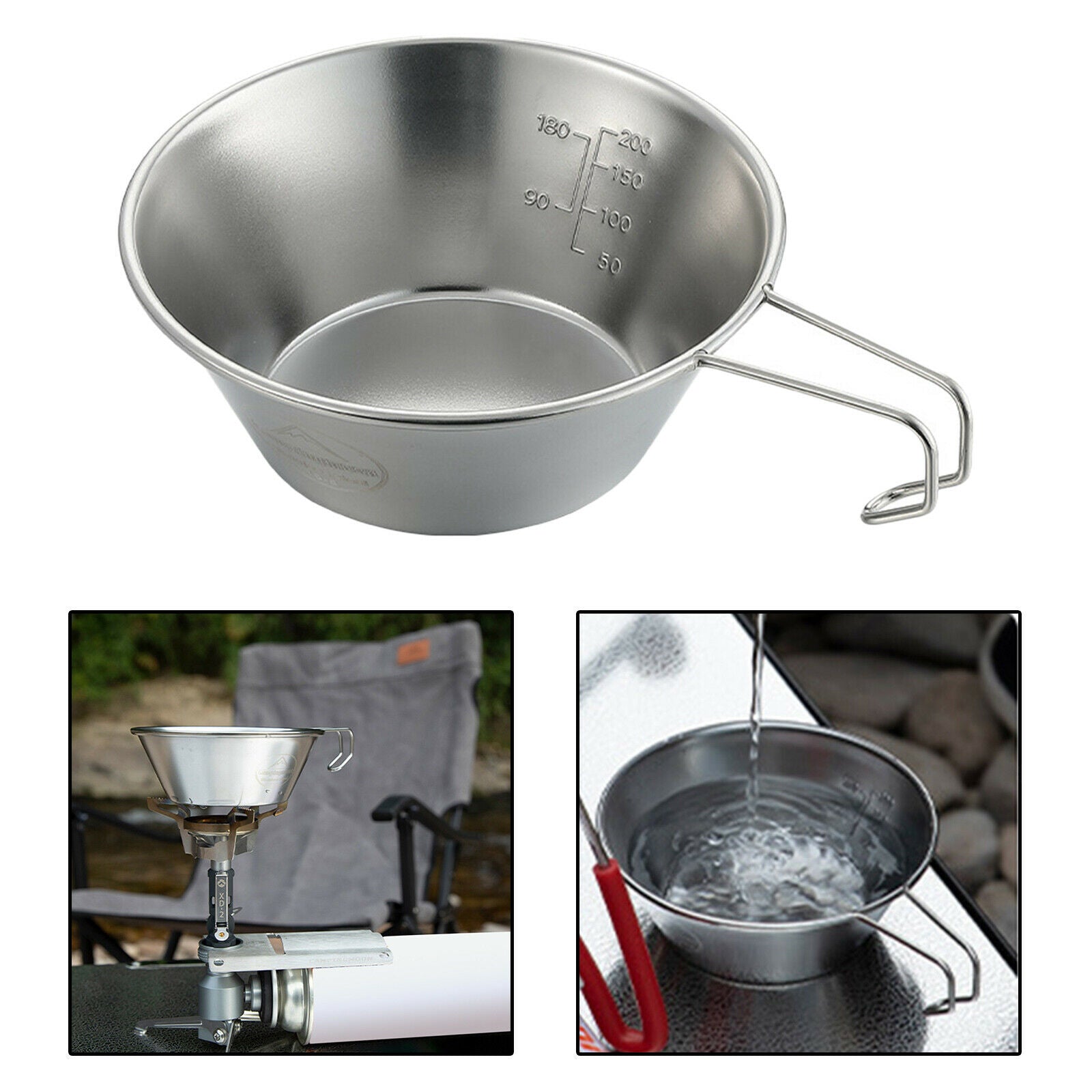 Portable Outdoor Rice Bowl Sauce Pan Porridge Pot Stackable Camping Utensil