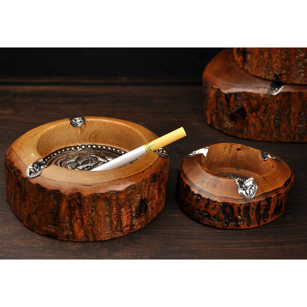 Wood Elephant Pattern Ashtray Creative Southeast Asia Style Ashtray 5 inches